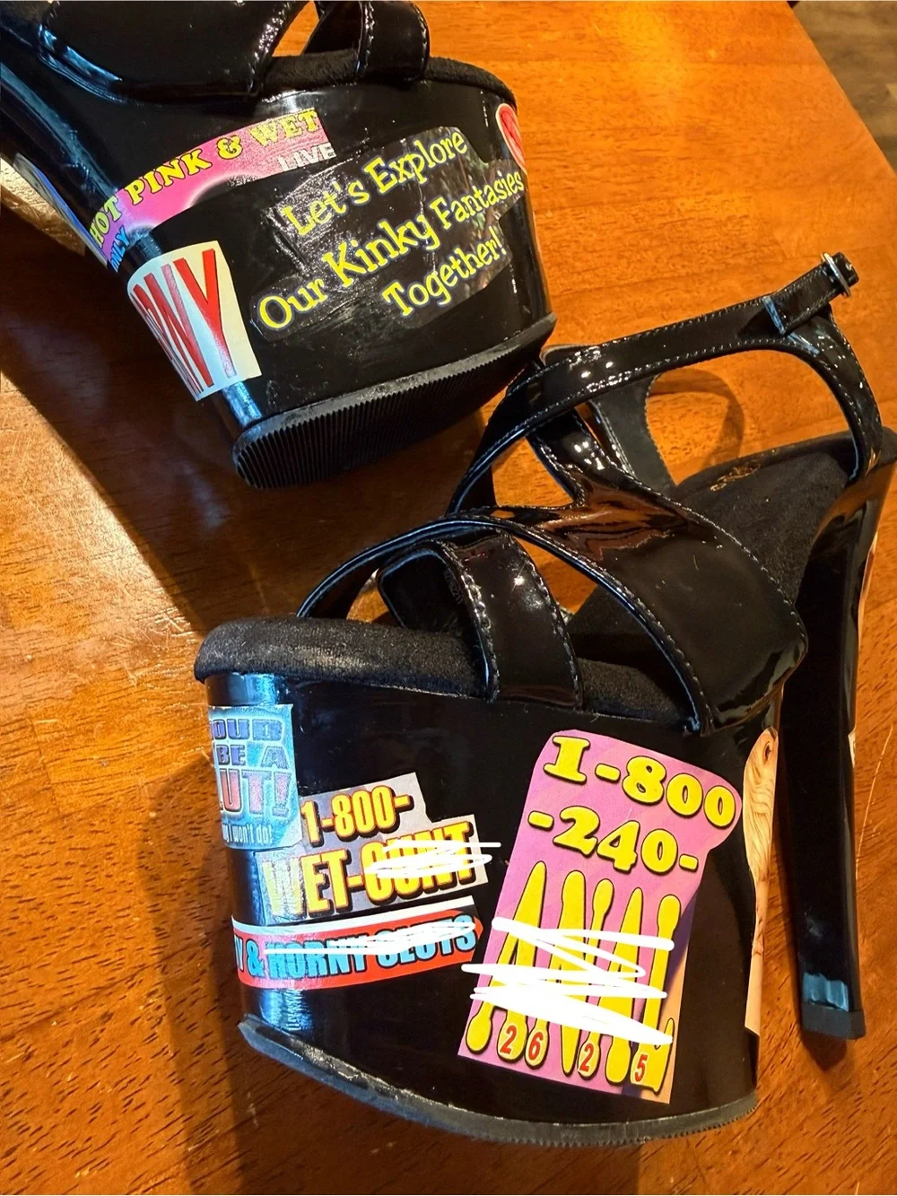 One of a Kind Custom Adult Stripper Pole Platform Heels Black Hustler Magazine